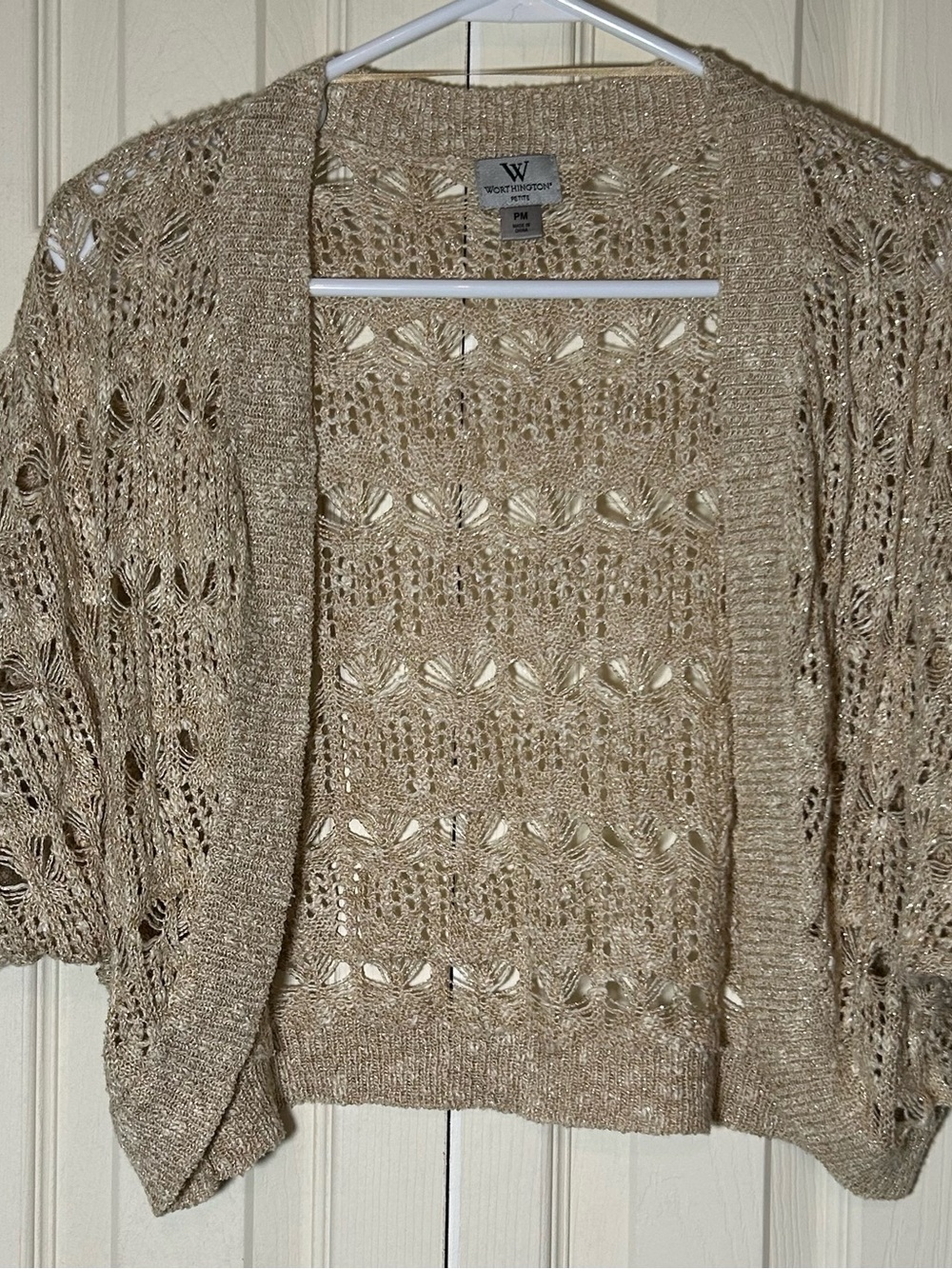 Worthington Women's Bolero Style Cardigan Gold Metallic Size Petite M